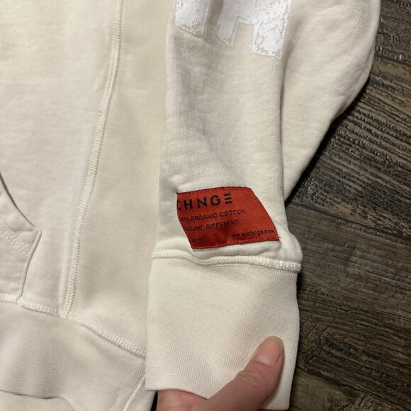 CHNGE Hoodie Mens M Sweatshirt Peace Love Skeleton Embroidered Organic Cotton - Picture 7 of 11